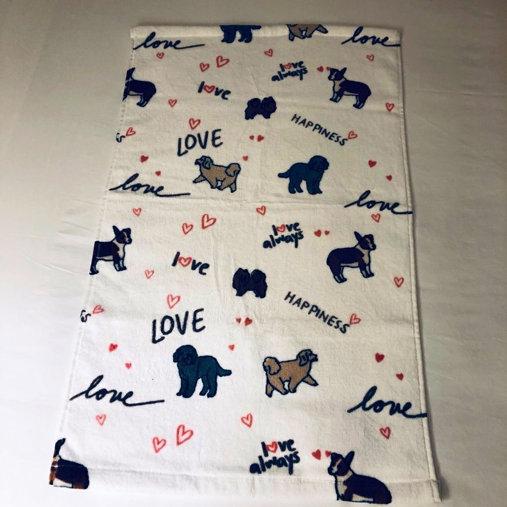 Puppy Love Dog Hearts Whimsical Hand Towel
